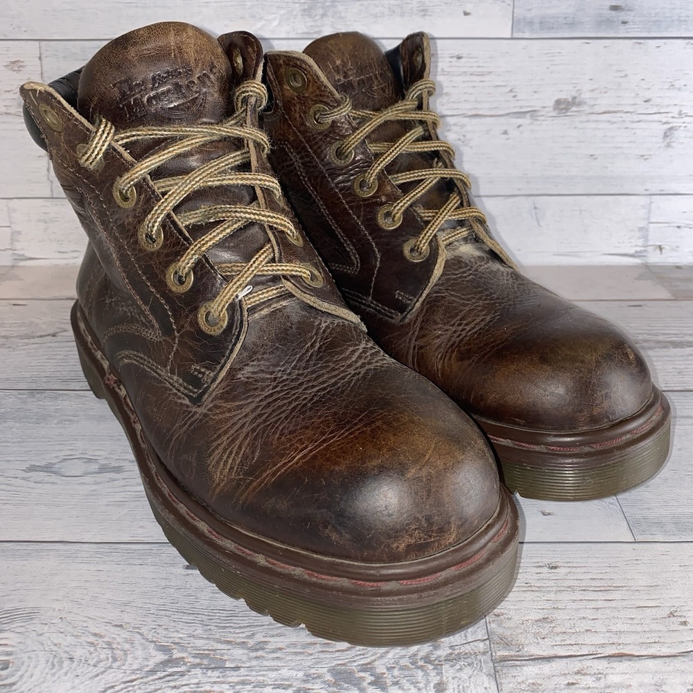 Dr. Martens Boots‎ Mens 8 Brown Leather Distressed 90s Vintage Made England 8284